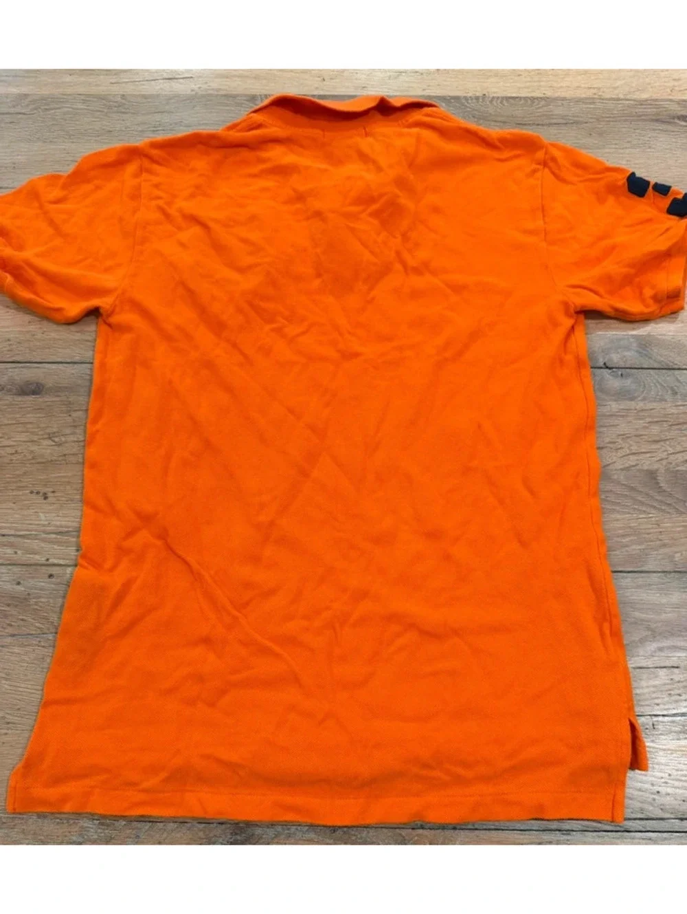 Orange Embroidered Crest Collared Short Sleeve Polo T-Shirt Size youth L (16/18)